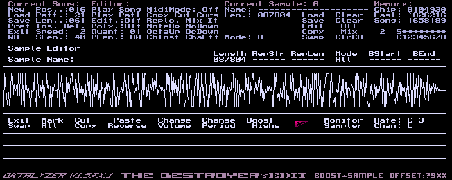 Full interface screenshot of OKTALYZER v1.57x: The Destroyer's edit