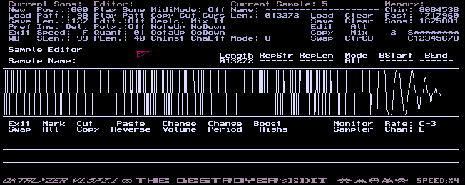 Full interface screenshot of OKTALYZER v1.57z: The Destroyer's edit